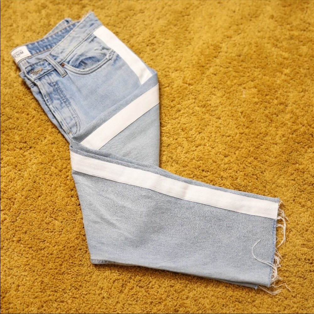 Zara jeans with white stripe! Size 8 - worn once!